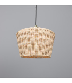 Manila Rattan Large Dome Pendant Polished Brass-1