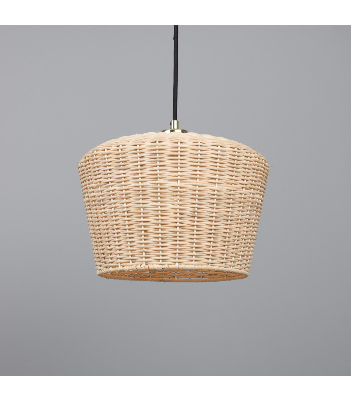 Manila Rattan Large Dome Pendant Polished Brass-1