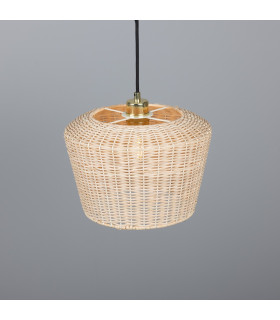 Manila Rattan Large Dome Pendant Polished Brass-2