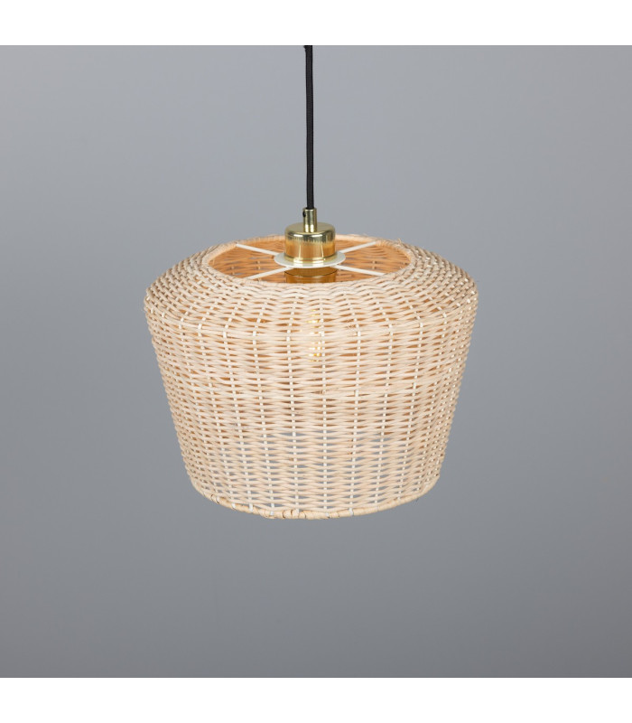 Manila Rattan Large Dome Pendant Polished Brass-2