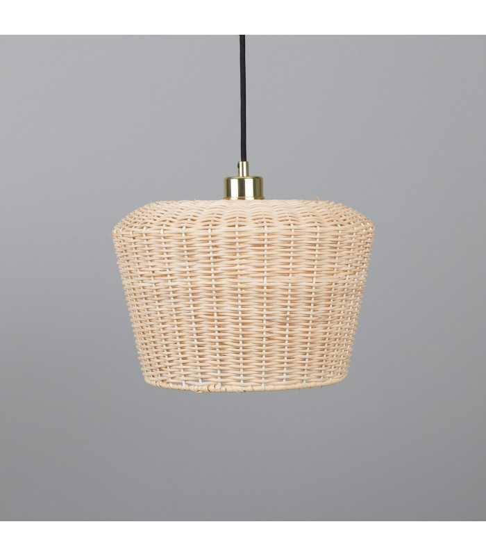 Manila Rattan Large Dome Pendant Polished Brass-3