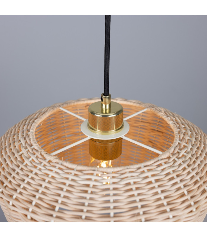 Manila Rattan Large Dome Pendant Polished Brass-4