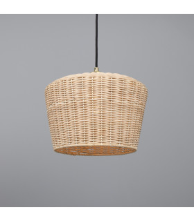 Manila Rattan Large Dome Pendant Satin Brass-1