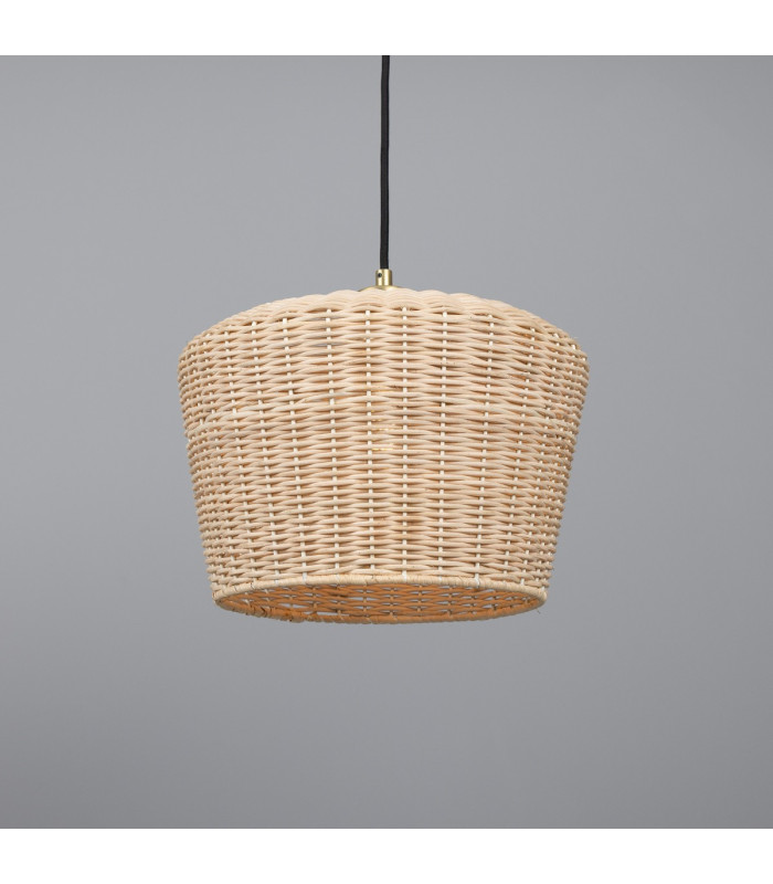 Manila Rattan Large Dome Pendant Satin Brass-1