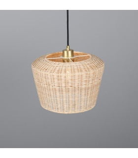 Manila Rattan Large Dome Pendant Satin Brass-2