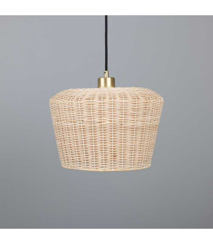 Manila Rattan Large Dome Pendant Satin Brass-3