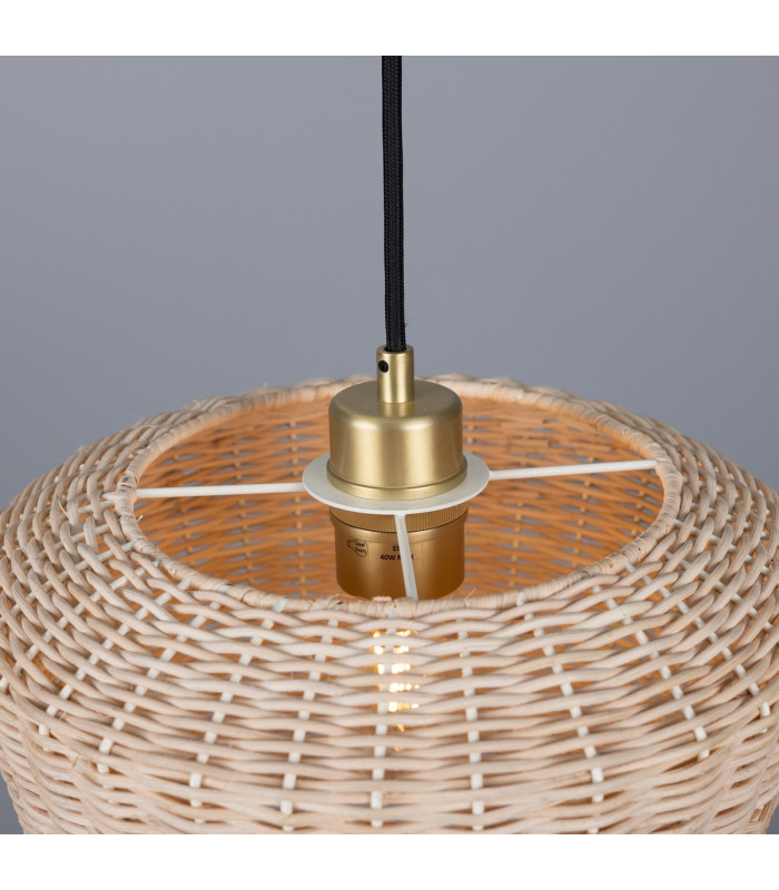 Manila Rattan Large Dome Pendant Satin Brass-4