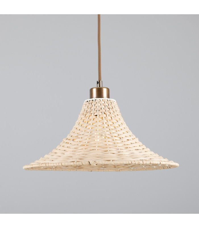 Savannah Rattan Large Dome Pendant Antique Brass-1