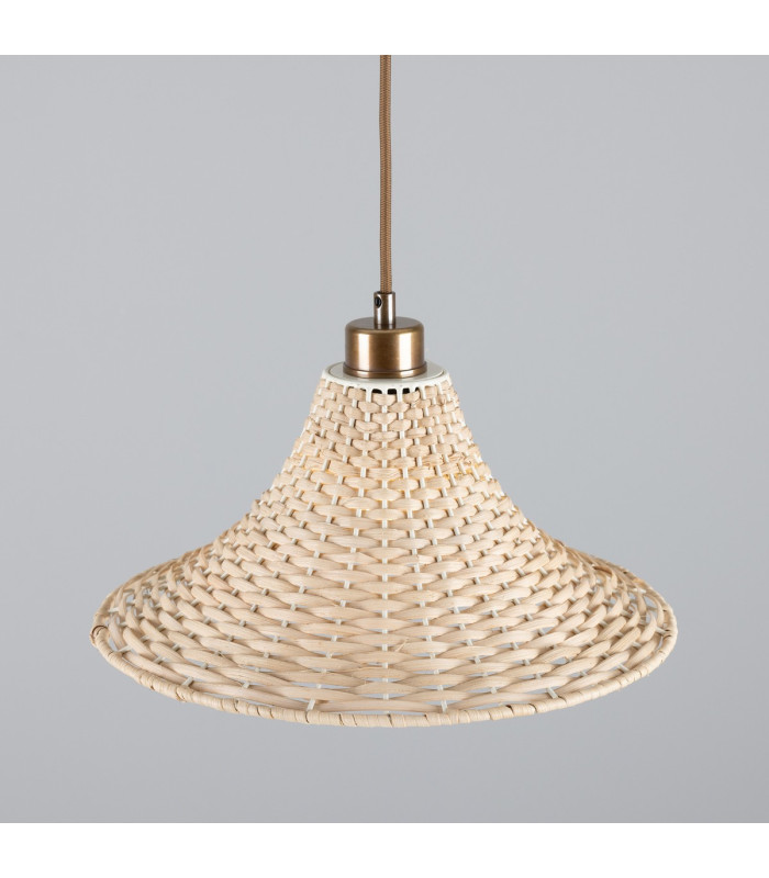 Savannah Rattan Large Dome Pendant Antique Brass-2