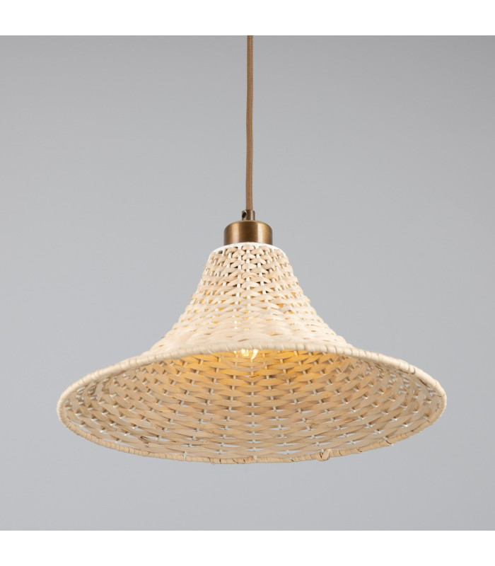 Savannah Rattan Large Dome Pendant Antique Brass-3