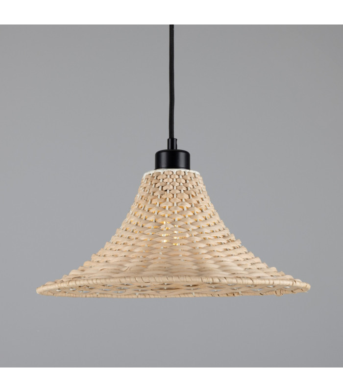 Savannah Rattan Large Dome Pendant Matte Black-1