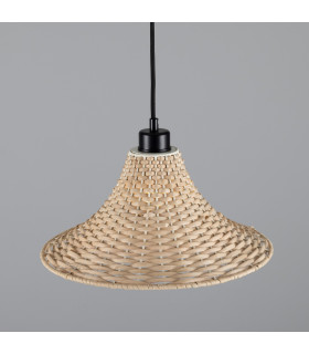 Savannah Rattan Large Dome Pendant Matte Black-2