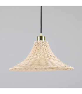 Savannah Rattan Large Dome Pendant Polished Brass-1