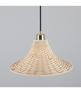 Savannah Rattan Large Dome Pendant Polished Brass-2