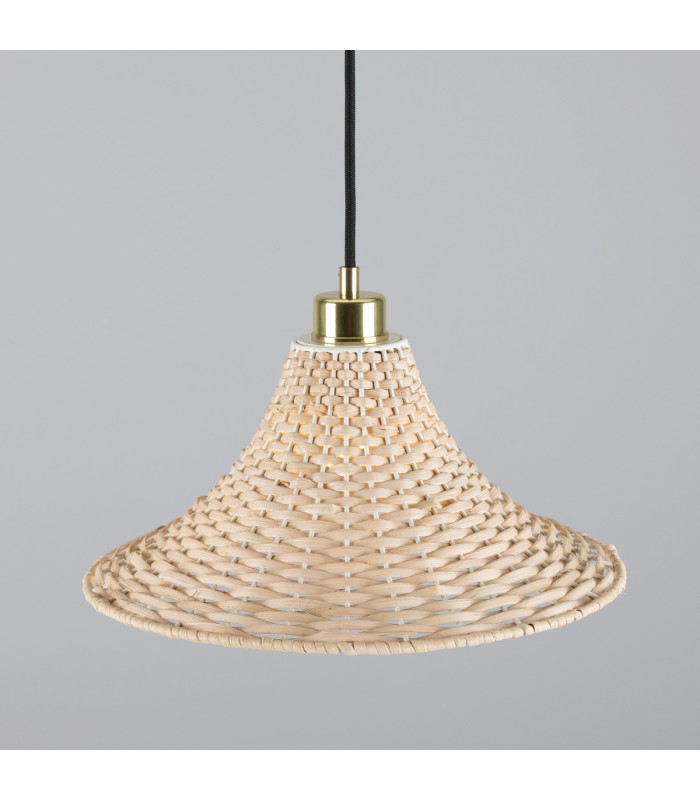 Savannah Rattan Large Dome Pendant Polished Brass-2