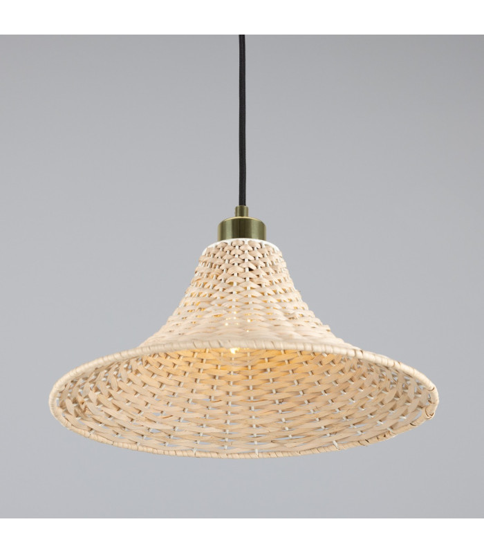 Savannah Rattan Large Dome Pendant Polished Brass-3