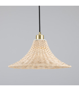 Savannah Rattan Large Dome Pendant Satin Brass-1