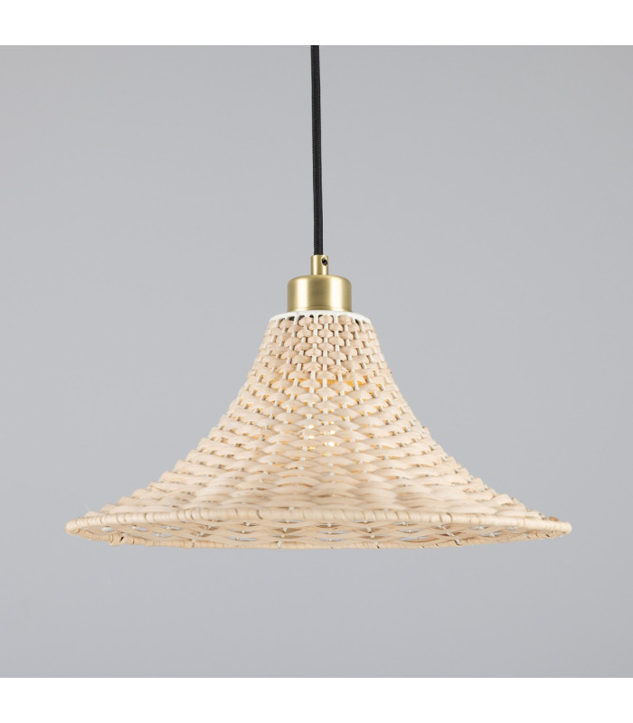 Savannah Rattan Large Dome Pendant Satin Brass-1