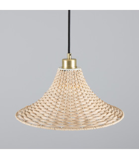 Savannah Rattan Large Dome Pendant Satin Brass-2