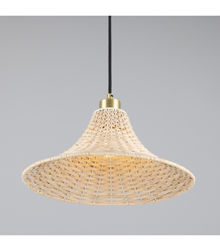 Savannah Rattan Large Dome Pendant Satin Brass-3