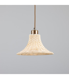 Savannah Rattan Small Dome Pendant Antique Brass-1