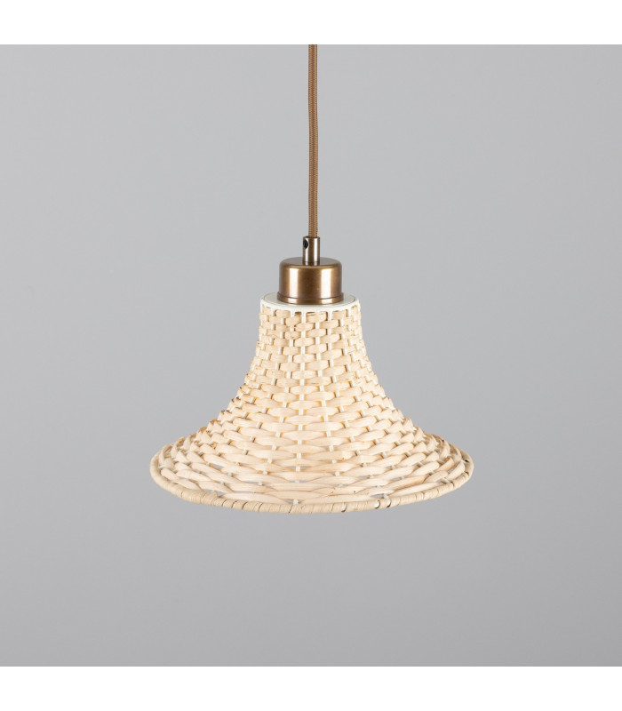 Savannah Rattan Small Dome Pendant Antique Brass-2