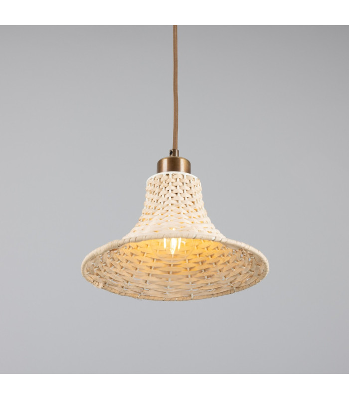 Savannah Rattan Small Dome Pendant Antique Brass-3