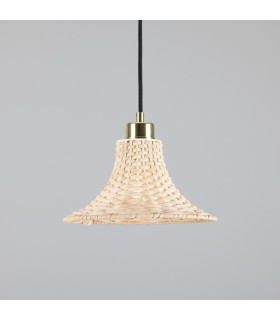 Savannah Rattan Small Dome Pendant Polished Brass-1