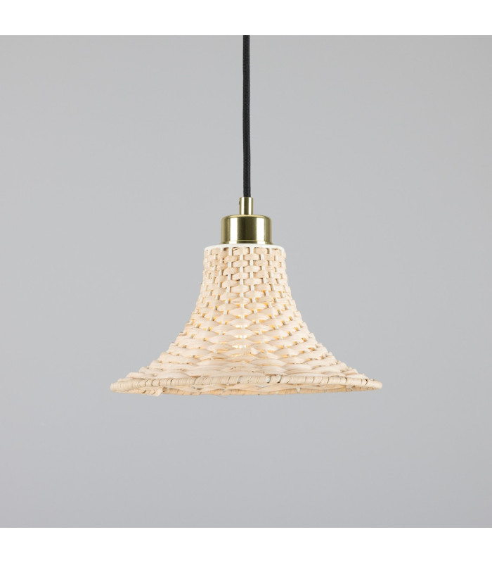 Savannah Rattan Small Dome Pendant Polished Brass-1