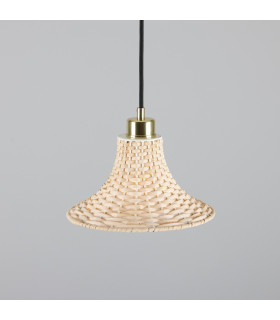 Savannah Rattan Small Dome Pendant Polished Brass-2
