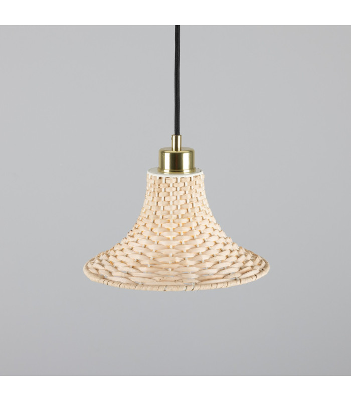Savannah Rattan Small Dome Pendant Polished Brass-2