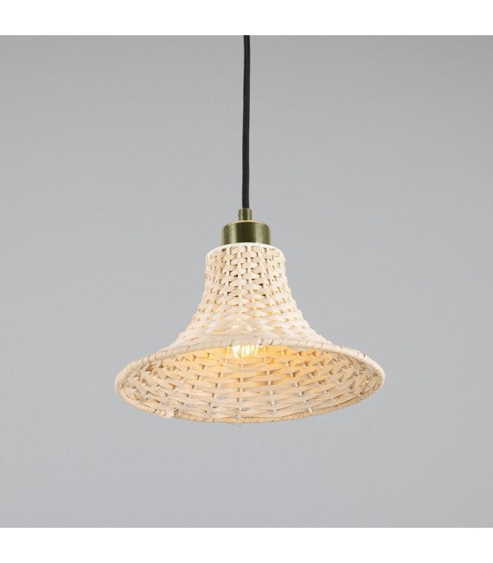 Savannah Rattan Small Dome Pendant Polished Brass-3
