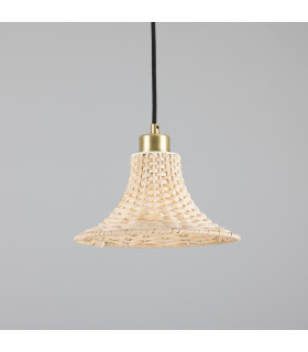 Savannah Rattan Small Dome Pendant Satin Brass-1