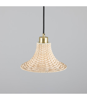 Savannah Rattan Small Dome Pendant Satin Brass-2