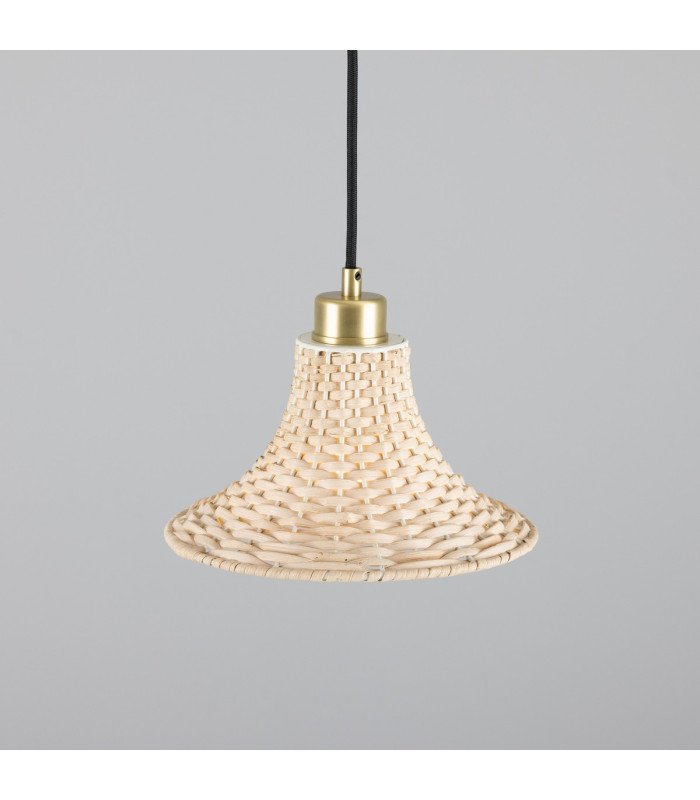 Savannah Rattan Small Dome Pendant Satin Brass-2
