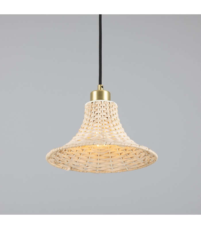 Savannah Rattan Small Dome Pendant Satin Brass-3
