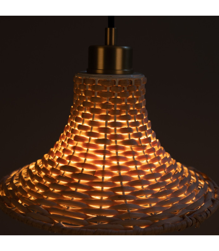 Savannah Rattan Small Dome Pendant Satin Brass-5