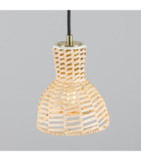 Malta Rattan Dome Pendant Polished Brass-2