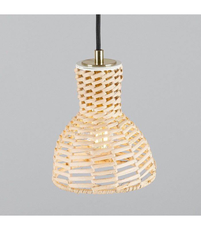 Malta Rattan Dome Pendant Polished Brass-2