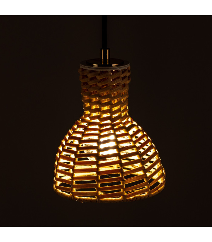 Malta Rattan Dome Pendant Polished Brass-4
