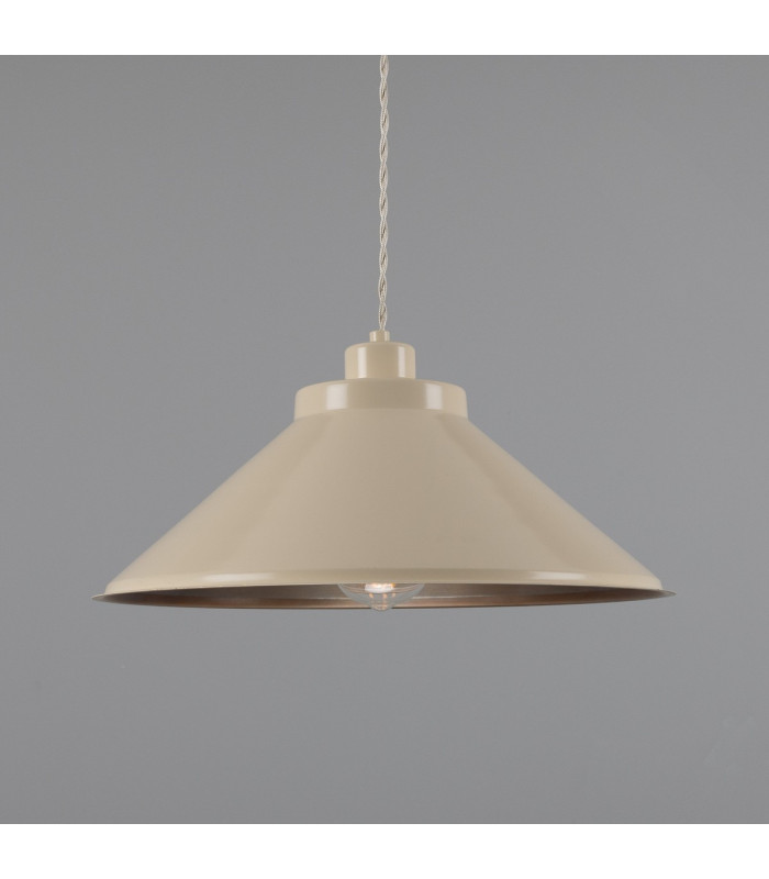 Rio Coloured Dome Pendant Light Antique Brass Vanilla Cream-1