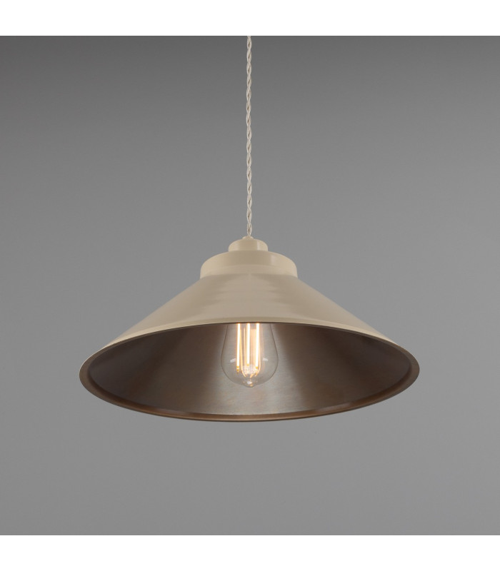 Rio Coloured Dome Pendant Light Antique Brass Vanilla Cream-2