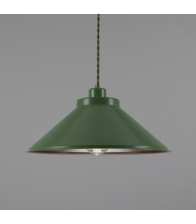 Rio Coloured Dome Pendant Light Antique Brass Sage Green-1
