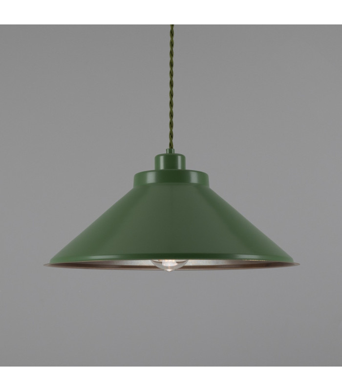 Rio Coloured Dome Pendant Light Antique Brass Sage Green-1