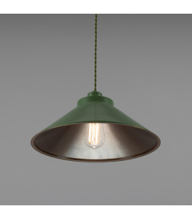Rio Coloured Dome Pendant Light Antique Brass Sage Green-2