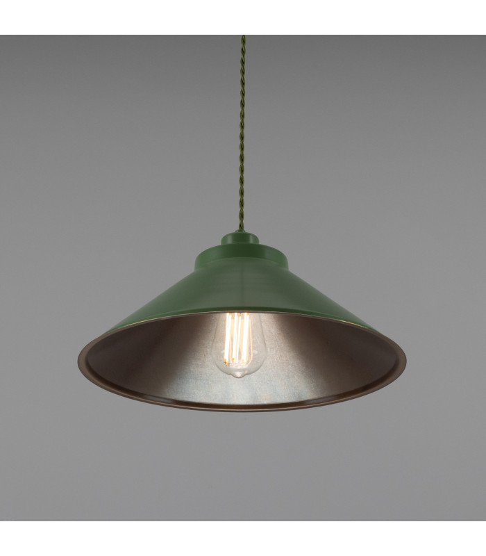 Rio Coloured Dome Pendant Light Antique Brass Sage Green-2