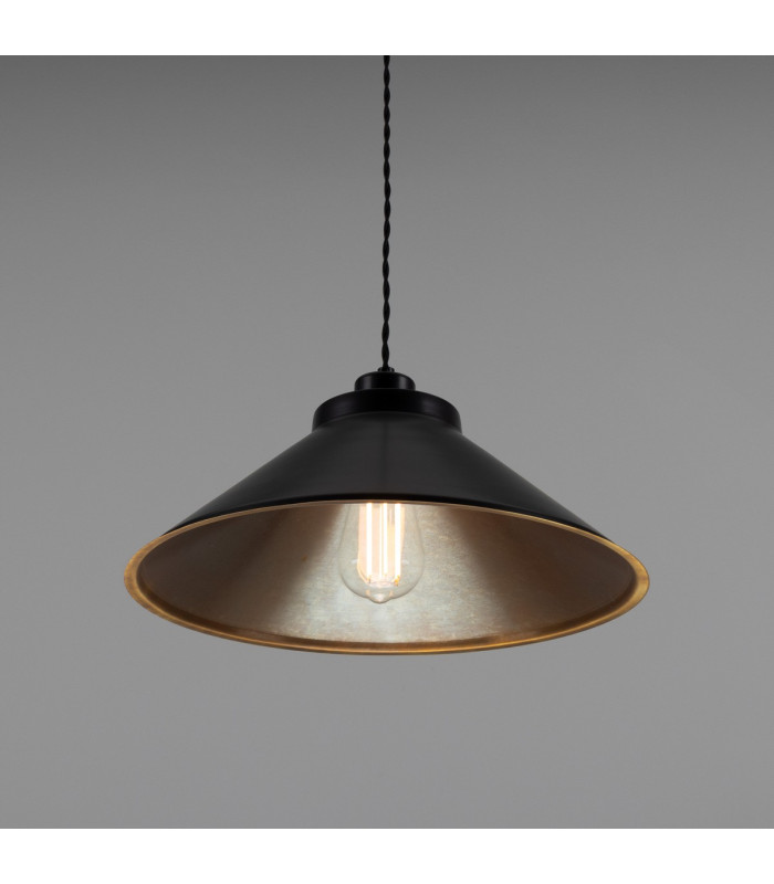 Rio Coloured Dome Pendant Light Antique Brass Matte Black-2