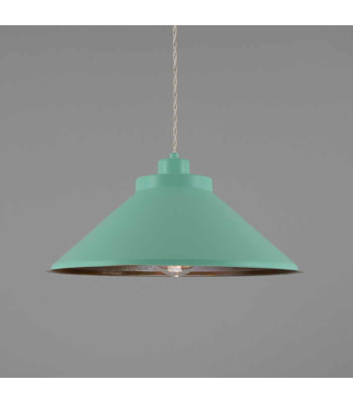 Rio Coloured Dome Pendant Light Antique Brass Mint Turquoise-1
