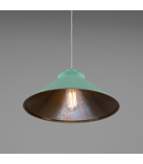 Rio Coloured Dome Pendant Light Antique Brass Mint Turquoise-2
