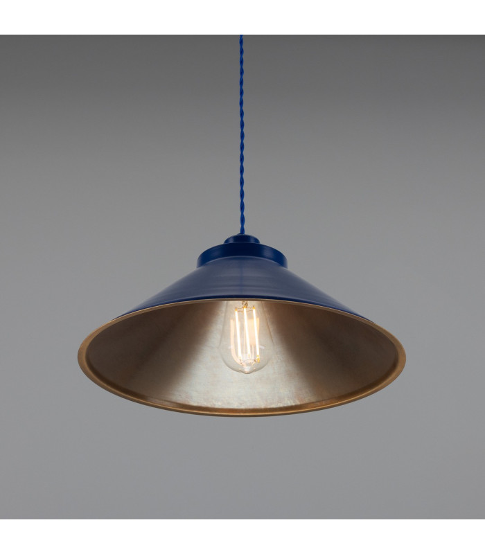 Rio Dome Pendant Light Antique Brass Sapphire Blue-2